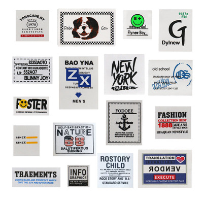 新款字母小号印花商标白色棉布