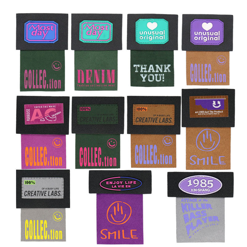 滴塑装饰商标布贴麂皮绒时尚印花布贴彩色方形字母胸章裤子补丁贴