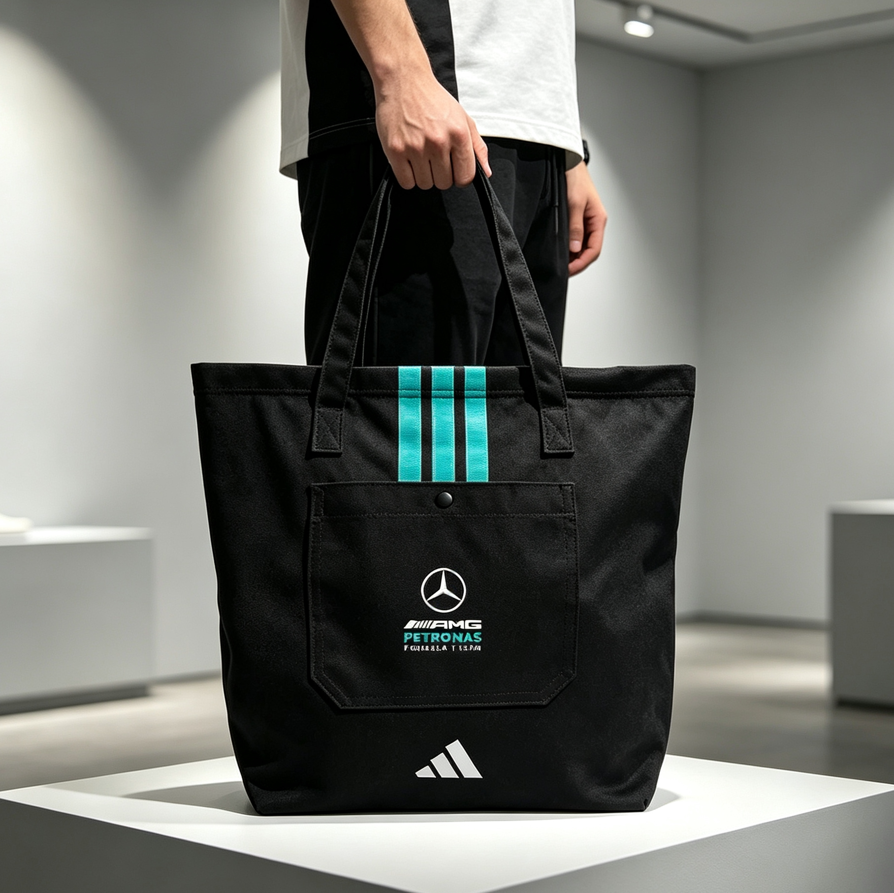 奔驰帆布手提袋 梅赛德斯-AMG联名托特包 全新通勤大容量购物袋
