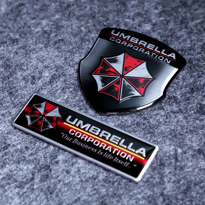 汽车个性创意金属划痕车贴油箱盖遮挡生化保护伞危机铝合金尾标贴