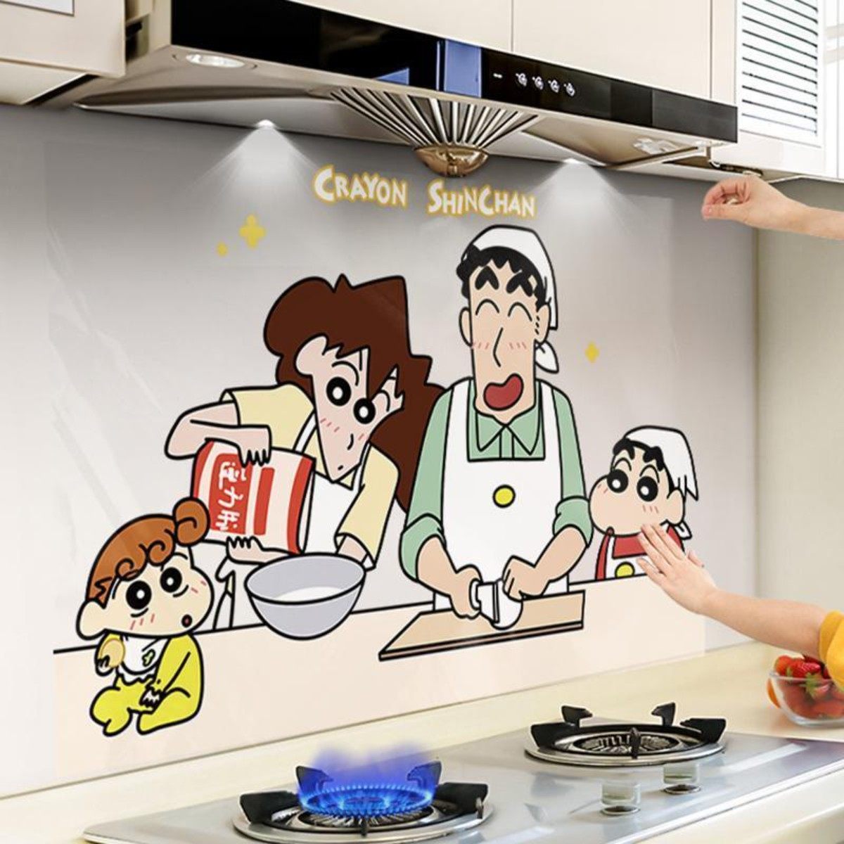 蜡笔小新厨房防火耐高温油烟贴墙壁贴纸可爱自粘墙纸贴画灶台墙面,家居饰品,瓷砖贴,淘宝优惠券,粉丝福利购,淘宝优惠卷