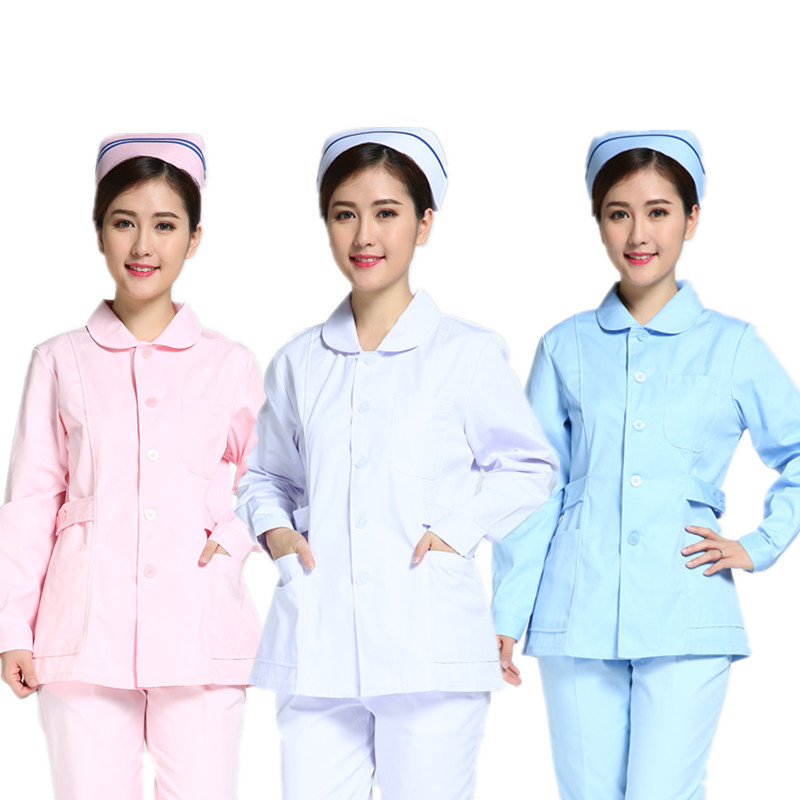 宝薇姿女医生服白大褂长袖工作服护士服分体套装娃娃领医师服修身