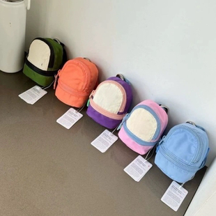 潮牌挂件撞色钥匙包可爱迷你小号有挂钩零钱包百搭收纳包 小废包