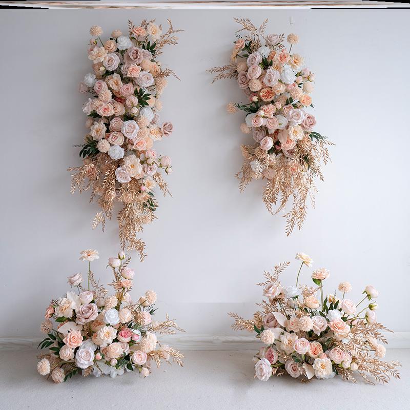 婚礼装饰背景布置壁挂花艺 仿真假花KT板点花花排婚庆地排花艺