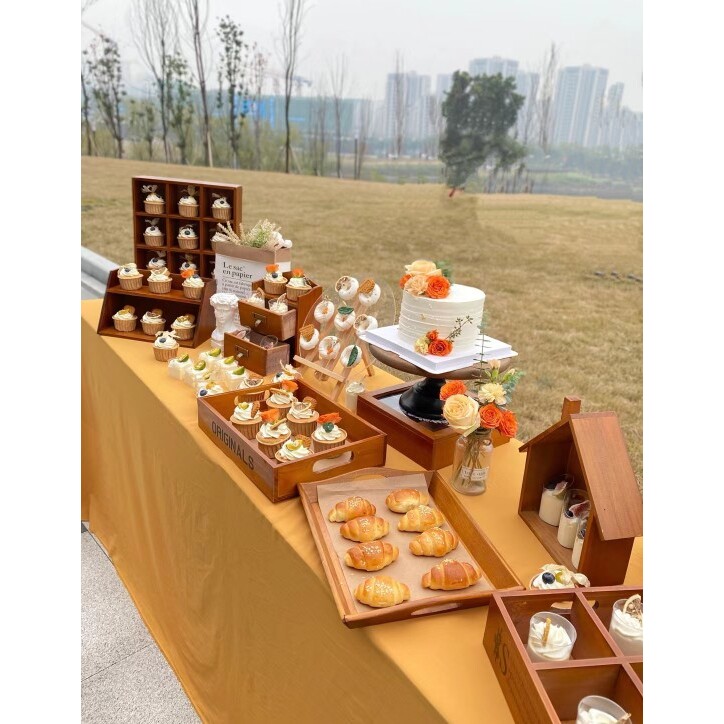 木制森系甜品台蛋糕架八件套森系木艺展示摆台婚礼婚庆展架摆台