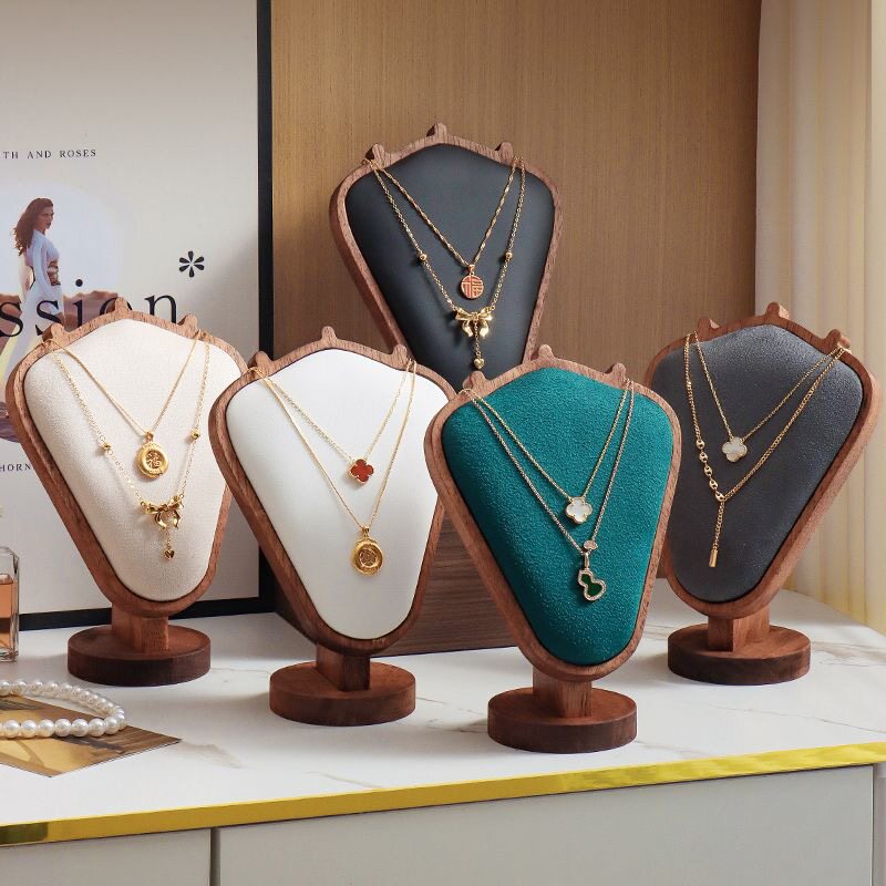 胡桃木纹项链展示架模特项链架首饰橱窗展示道具首饰展示架陈列