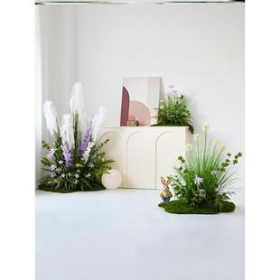 饰室内户外芦苇草从仿生花艺造景 仿真绿植物假花假草景观花槽箱装
