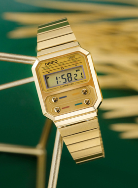 卡西欧手表男士限量款吃豆人小金表复古方块轻奢电子表A100WEG-9A