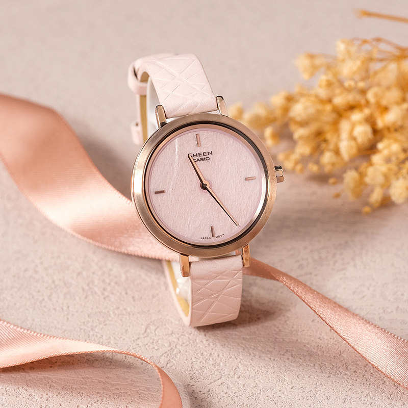 卡西欧女士手表SHEEN和纸系列小众轻奢简约时尚商务石英表SHEC150