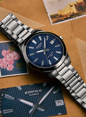 卡西欧男生手表EDIFICE简约三针商务休闲钢带男士石英表EFV-160D