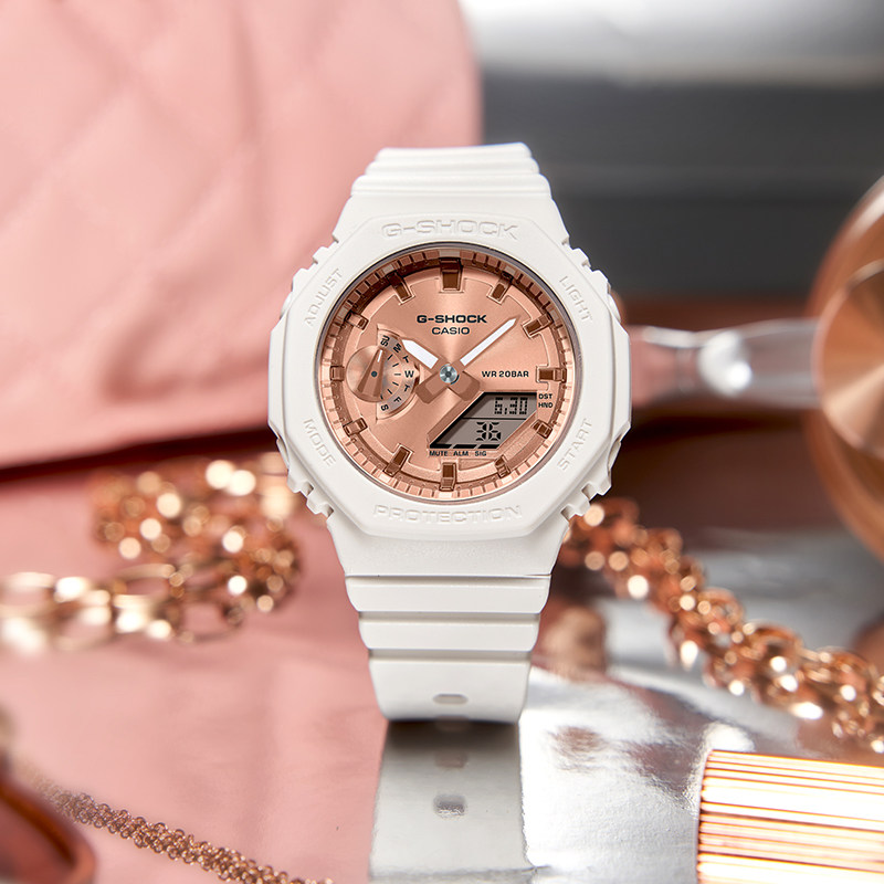 卡西欧手表女款GSHOCK新品八角橡树限量版学生运动电子表GMAS2100