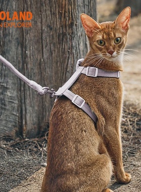 ZOOLAND域揽成幼猫通用工字胸背牵引带防逃脱可调节高颜值遛猫绳