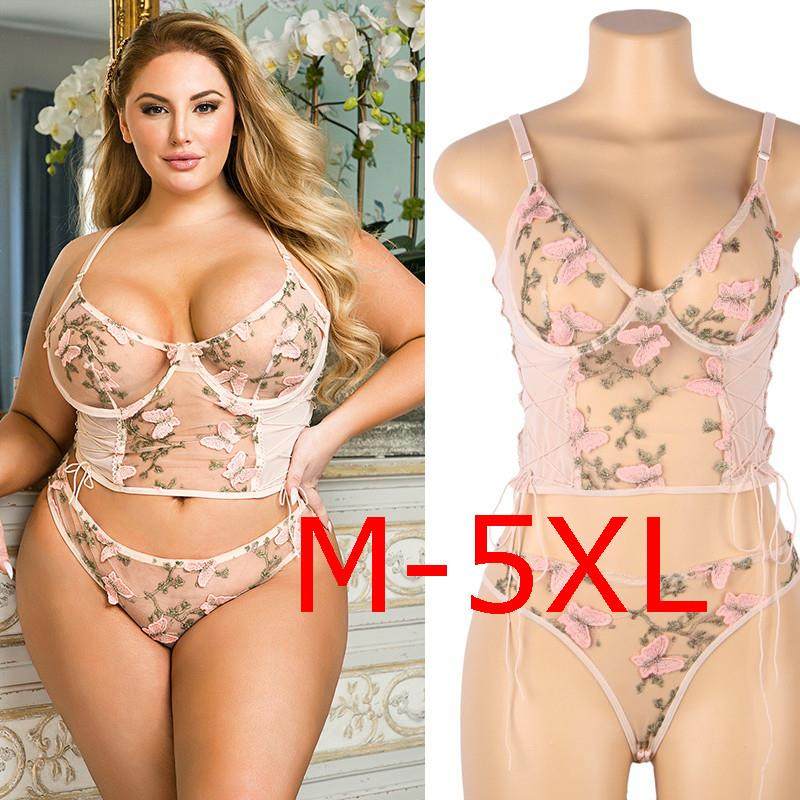 Two-piece plus size ladies underwear Bra set fat women suit