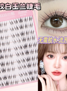 免胶白玉兰大容量假睫毛懒人自然分段浓密漫画眼睫毛丝丝小姐卷翘