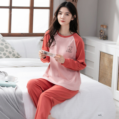 100%纯棉长袖加厚睡衣女春秋季