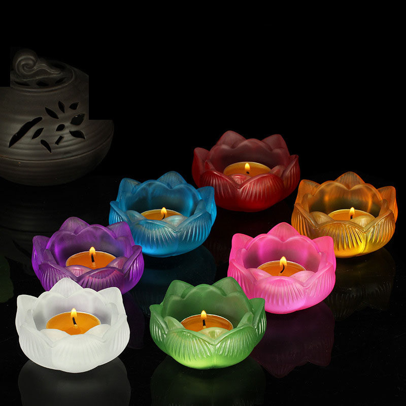 平口莲花琉璃七彩灯供佛灯