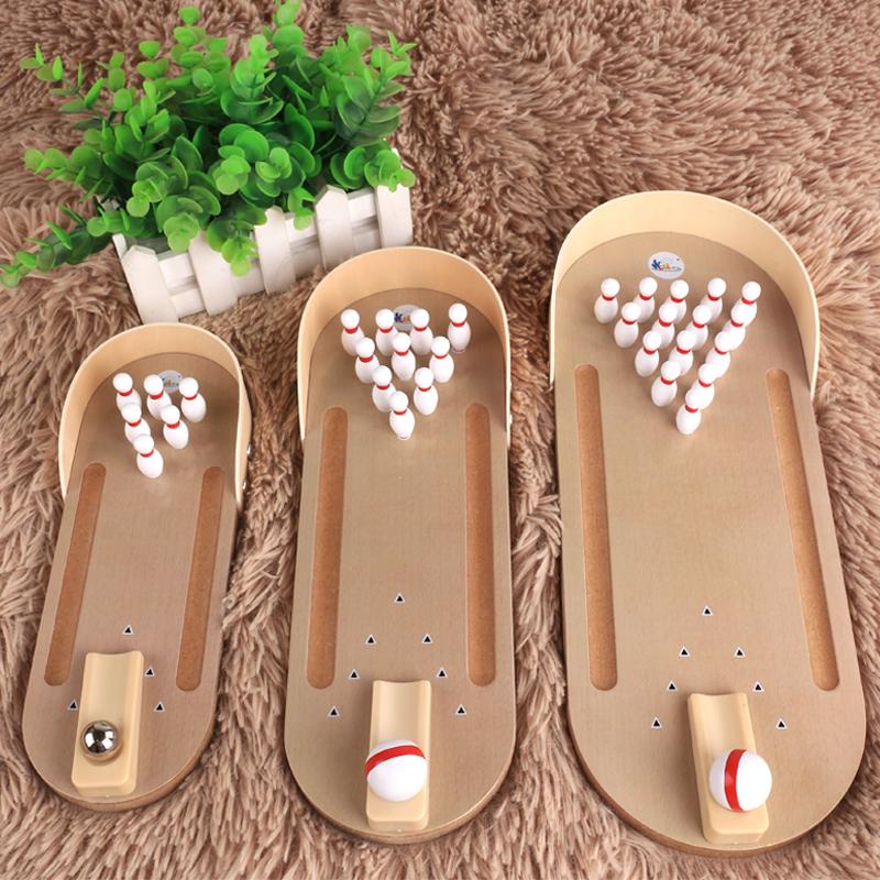 桌面保龄球游戏迷你套装木质儿童益智力亲子互动趣味桌游道具玩具