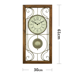 乡村怀旧卧室壁挂钟表创意铁艺搂空壁钟客厅摇摆钟品 爆品欧式 美式