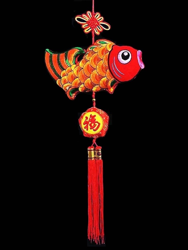 双面刺绣中国结挂件年年有鱼绒布立体福包鱼客厅玄关喜庆春节挂饰