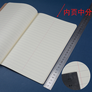 16K二分栏横线B5牛皮车线本横线条横格中分两栏笔记本四分栏