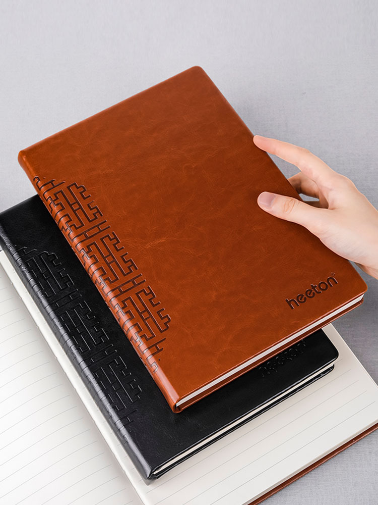 190张384页80克纸11mm宽行距A4B5A5皮面米黄纸笔记本喜通大格线条