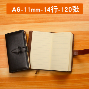 随身小本A6笔记本11mm宽行距1.1厘米宽行距硬皮空白纯白印章本