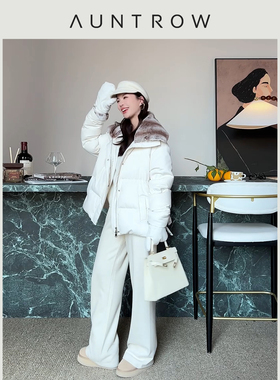 “零度” 【奢】新国标90白鹅绒 獭兔毛皮毛一体羽绒服马甲套装