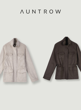 “高阶旅行者” 高支绵羊毛＋桑蚕丝 老钱风工装夹克可收腰外套