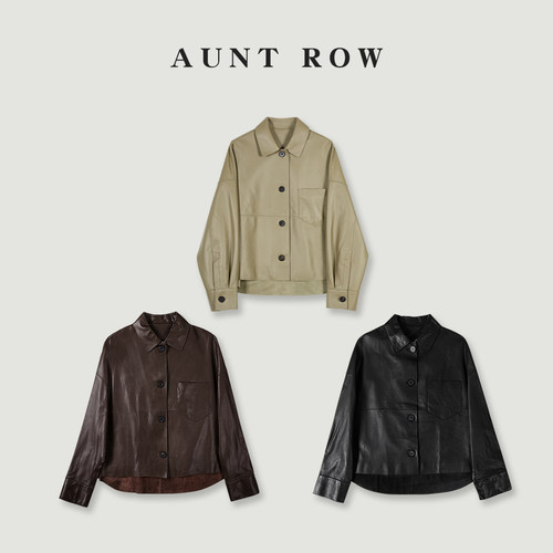 AuntRow24FW  H家 【奢·系列】西班牙进口蜡感&皮衣外套