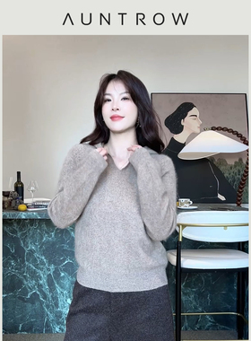 “松弛日记” 小山羊绒羊毛混纺 通勤慵懒休闲拉毛连帽针织毛衣