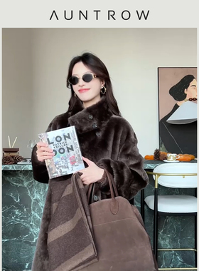 “阿尔卑斯”【奢】美国进口Baby merino皮毛一体 单排扣皮草外套