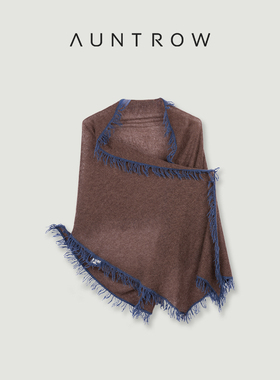 “流浪诗人” 100小山羊绒 慵懒设计风撞色流苏博主挚爱围巾