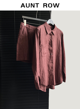 SS 时髦配方 天然100亚麻&老钱风极简麻感衬衫短裤套装