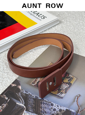 AuntRow24FW 橘子日落 方形猪鼻扣设计感皮带
