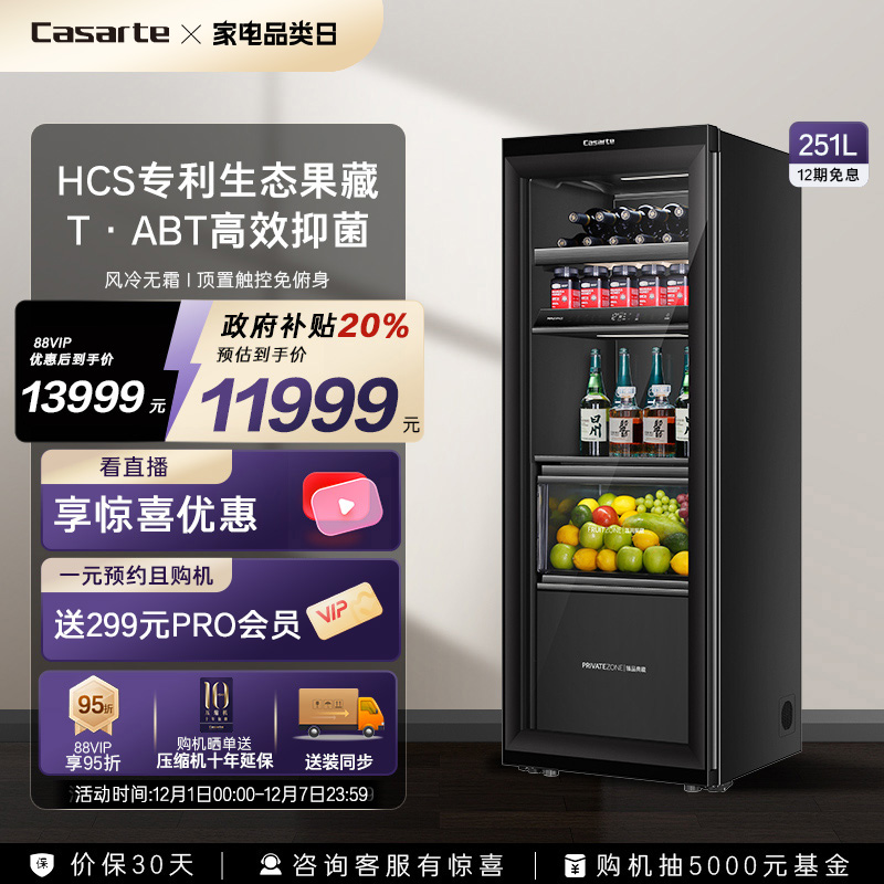 Casarte/卡萨帝平嵌冰吧251黑