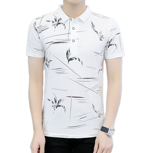 夏季新款短袖男T恤Polo衫修身翻领刺绣半袖社会青年上衣潮流男装t