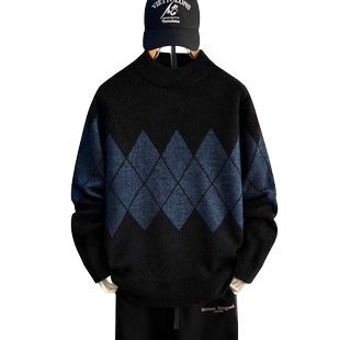 秋冬季青年毛衣男韩版潮流初中学生高中生毛线衣毛绒加厚款保暖