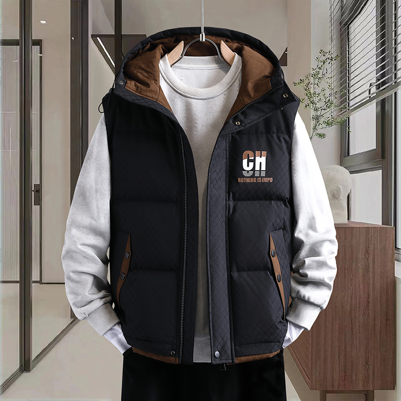 秋冬男士马甲潮流羽绒棉服修身保暖休闲外套马夹青少年学生袄子帅