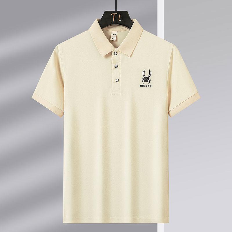 夏季珠地网眼翻领短袖t恤男士polo衫商务休闲百搭纯色绣标上衣服