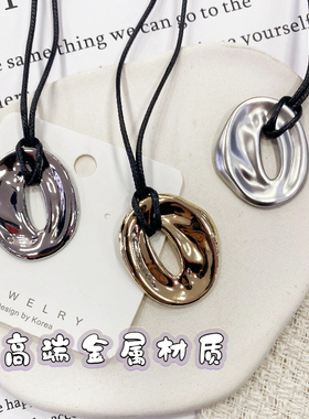 高级金属质感项链简约百搭韩系ins风不规则几何吊坠长款颈链配饰