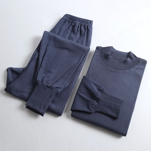 纯棉秋衣秋裤 裤 套装 加厚中高领保暖棉毛衫 中老年人内衣裤 全棉男装