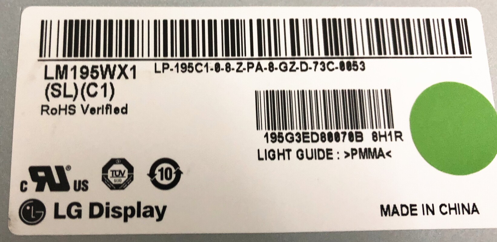 LM195WX1-SLC1 M195XTN01.0 T195XVN01.0 MV195WGM-N10 LCD 화면