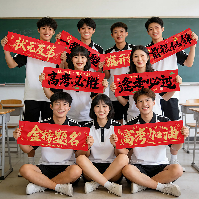 中考高考手持横幅加油必胜拍照道具金榜题名教室毕业氛围布置装饰