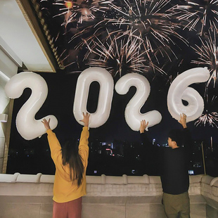 2026大号数字气球跨年放飞充气元旦新年装饰活动氛围布置拍照道具