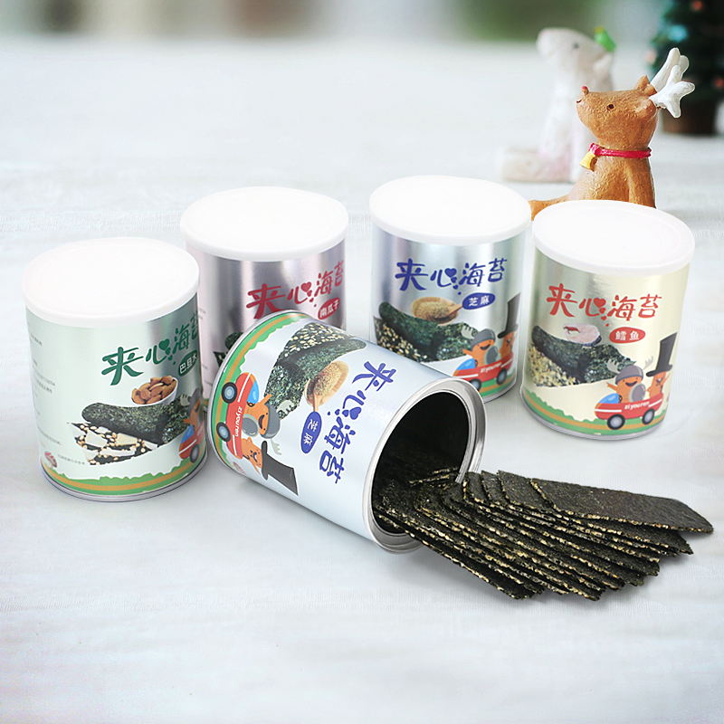 自鱿人芝麻夹心海苔脆儿童即食海苔碎大片罐装拌饭紫菜孕妇零食