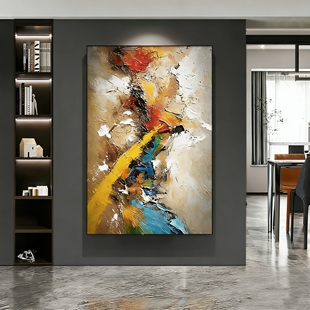 抽象肌理手绘油画玄关装饰画大芬村入户挂画酒店高档走廊过道挂画