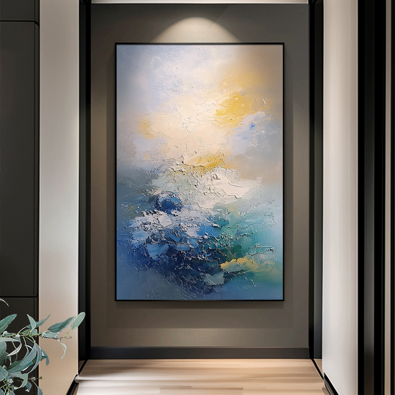 《晨曦》赵无极抽象纯手绘油画高级风景入户玄关挂画客厅肌理壁画