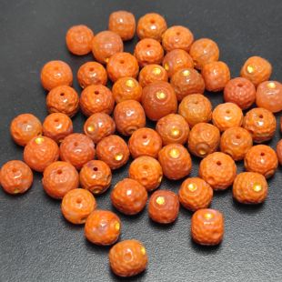 天然南红老型珠桶珠陨石坑镶嵌手工散珠隔珠diy