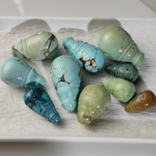 一物一图天然原矿绿松石一体佛头三通高瓷乌兰花diy配件菩提配饰
