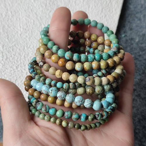 一物一图天然原矿湖北松石圆珠散珠配珠手工串珠Diy饰品配件手链